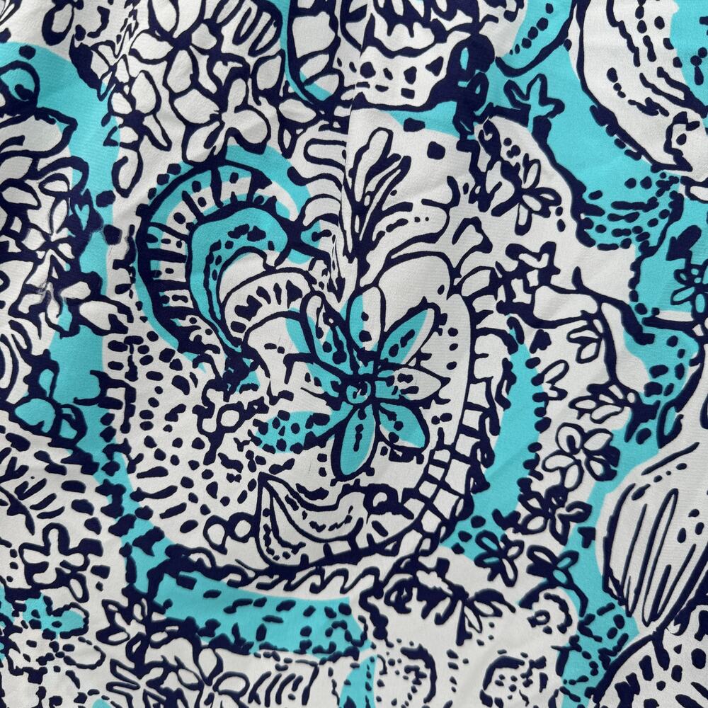 Lilly‎ Pulitzer Blouse Womens XS Blue Floral V-Neck Sarabeth Hippy Hippy Shake - Picture 6 of 9